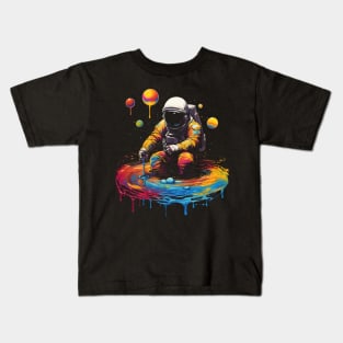 Trippy Psychedelic Astronaut - Universe Creator Kids T-Shirt